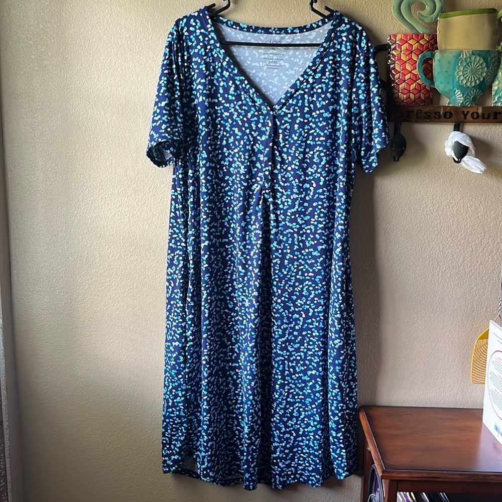 Doz sleep dress in navy dot xl